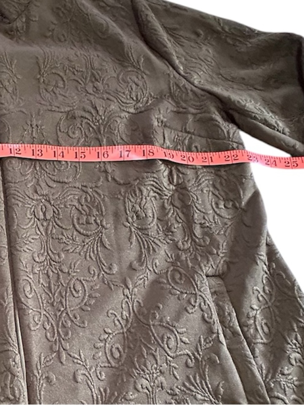 Dear Scarlett Olive Longline Embroidered Jacquard Midi Coat Large NWOT - Picture 8 of 11